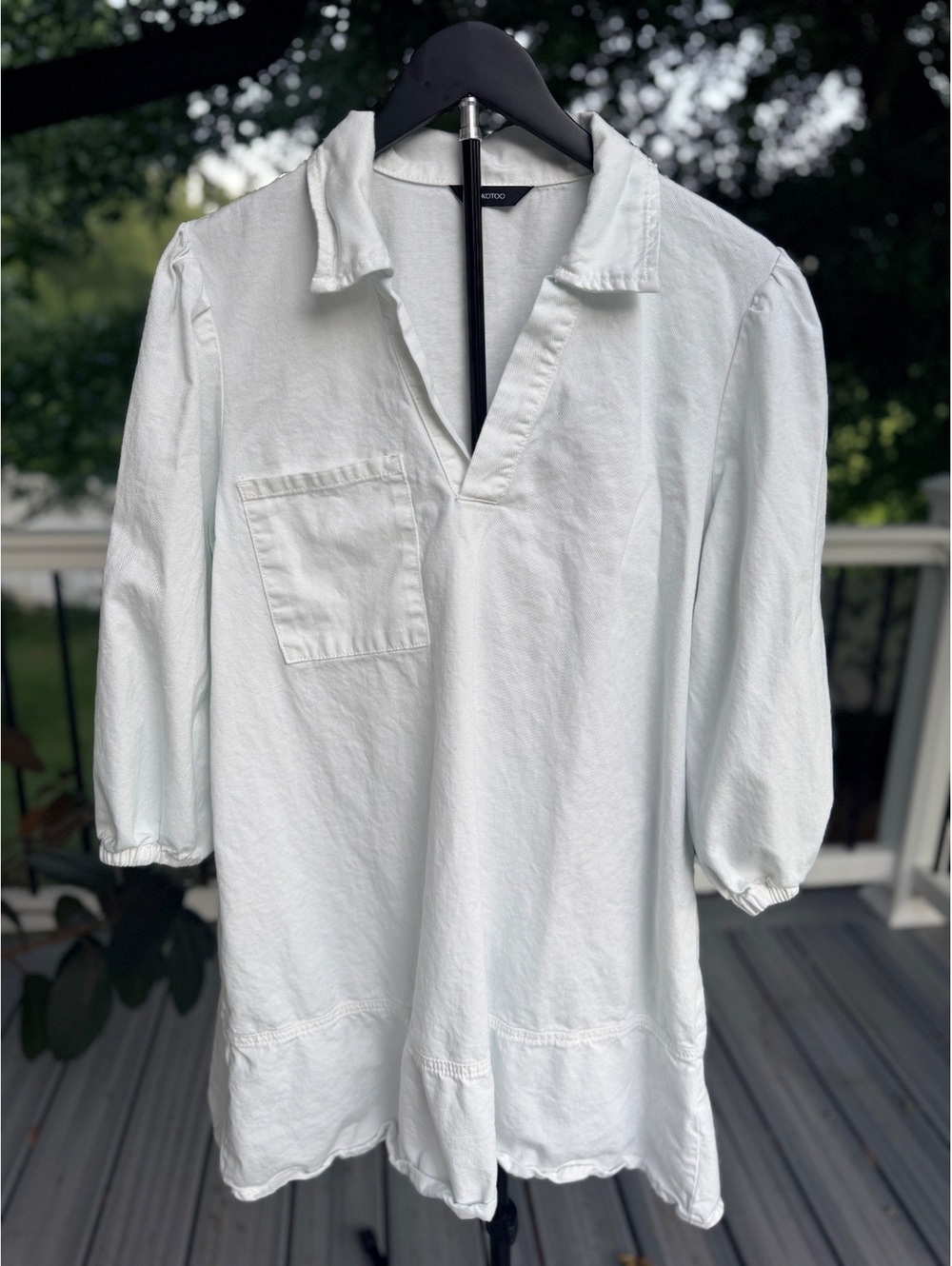 Dokotoo White Cotton Blend Tunic Top Size M